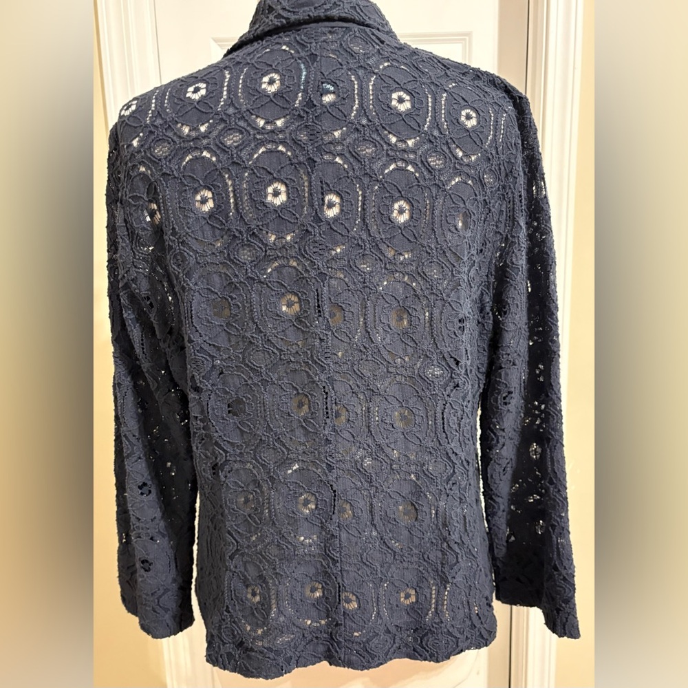Cynthia Rowley Navy Lace Blazer X large - Picture 2 of 5